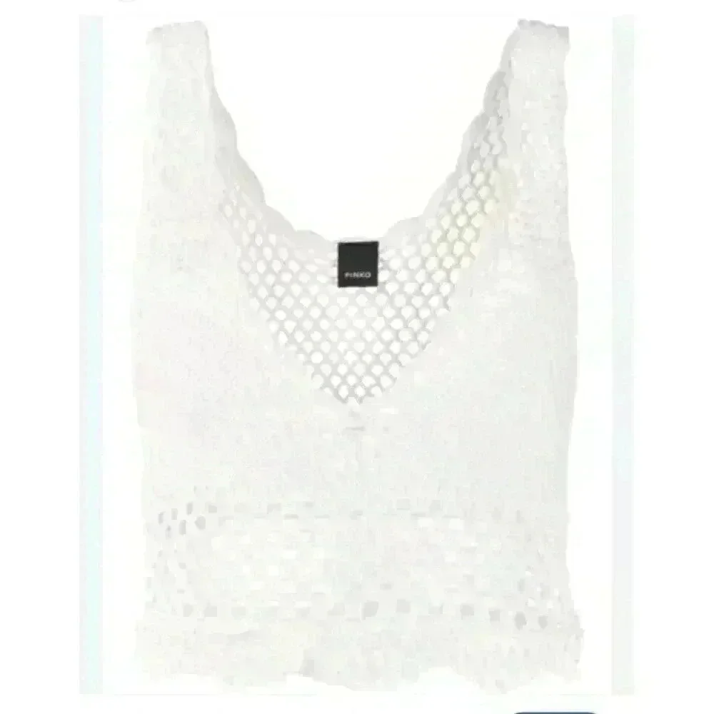 NWT Pinko Limosa Cream Cropped Crochet Tank Top Boho Festival Size Medium